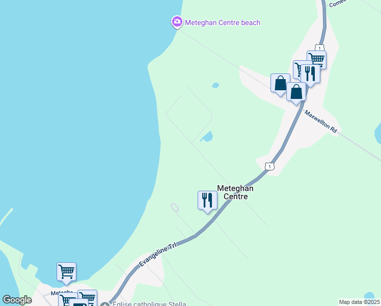 map of restaurants, bars, coffee shops, grocery stores, and more near 54 John Thibodeau Road in Meteghan Centre