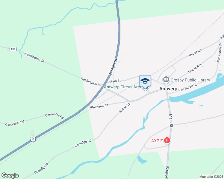 map of restaurants, bars, coffee shops, grocery stores, and more near 16 Washington Street in Antwerp