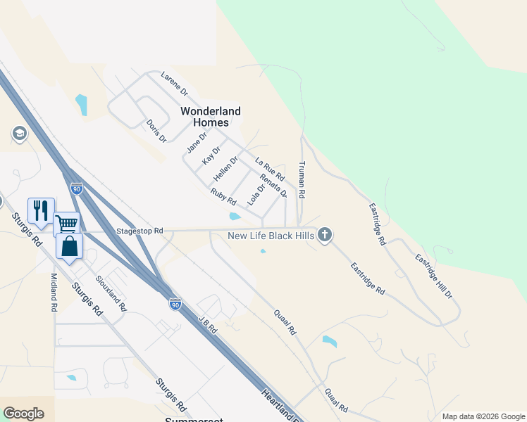 map of restaurants, bars, coffee shops, grocery stores, and more near 7207 Diann Drive in Black Hawk