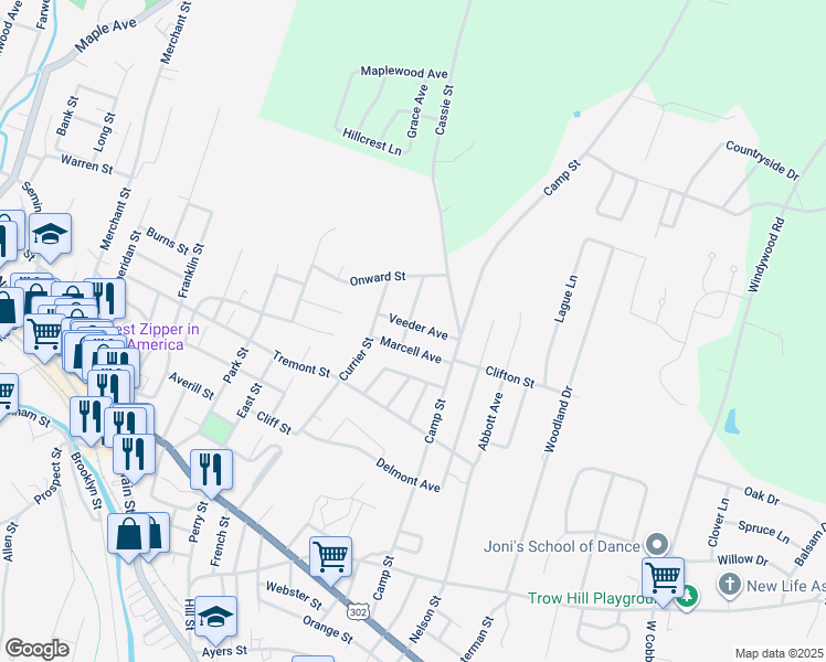map of restaurants, bars, coffee shops, grocery stores, and more near 8 Veeder Avenue in Barre