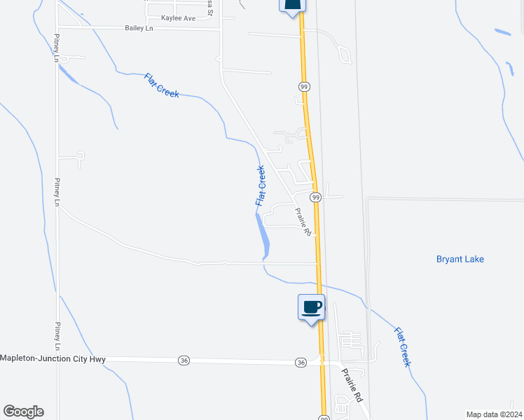 map of restaurants, bars, coffee shops, grocery stores, and more near 93490 Prairie Road in Junction City