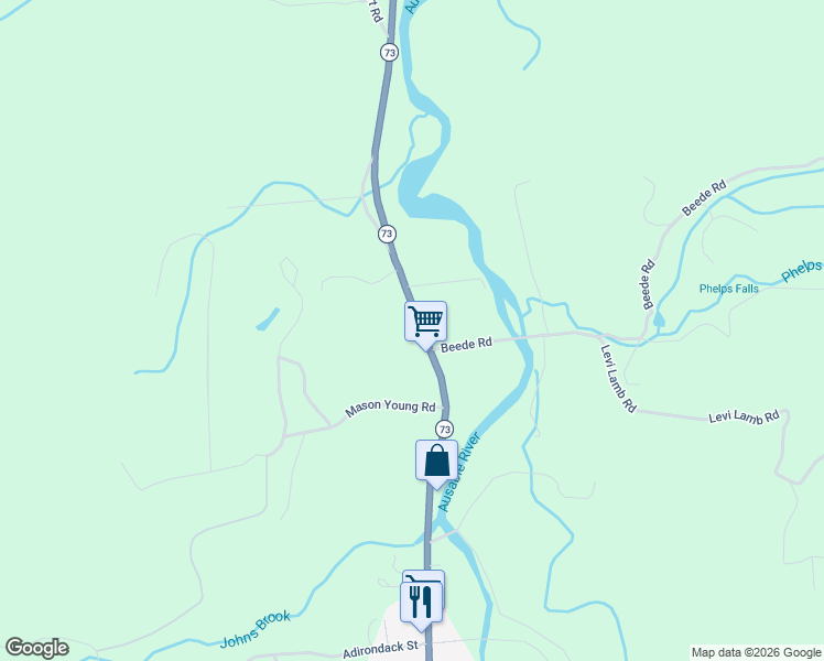 map of restaurants, bars, coffee shops, grocery stores, and more near 1937 New York 73 Scenic in Keene Valley