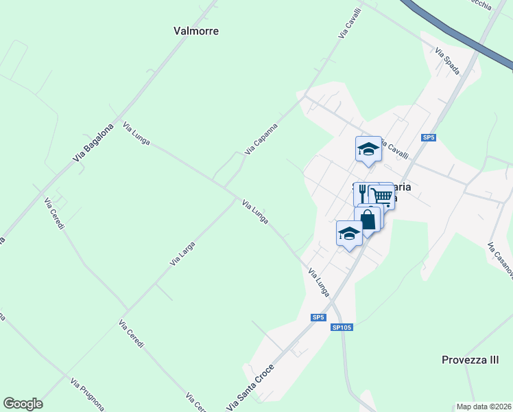 map of restaurants, bars, coffee shops, grocery stores, and more near 576 Via Lunga in Provincia di Forlì-Cesena