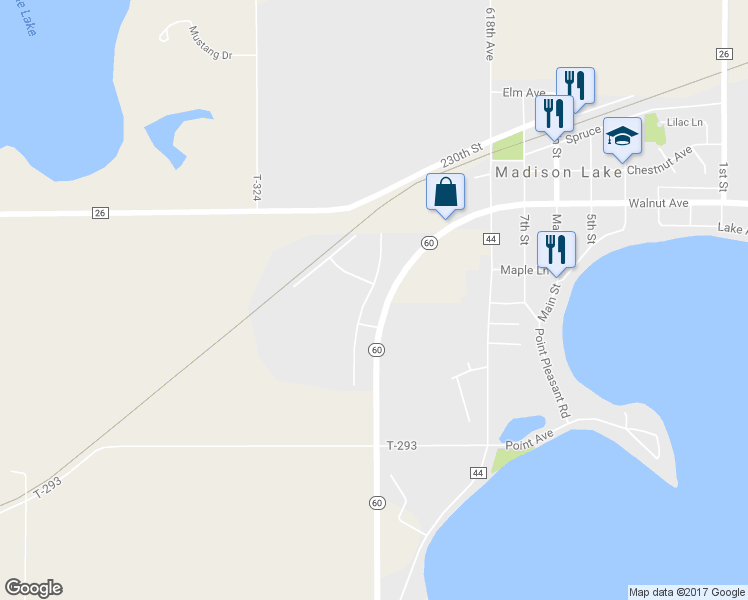 map of restaurants, bars, coffee shops, grocery stores, and more near 713 Tomahawk Court in Madison Lake