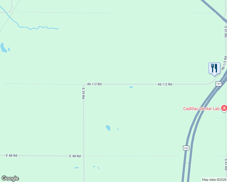 map of restaurants, bars, coffee shops, grocery stores, and more near 7212 46 1/2 Road in Cadillac