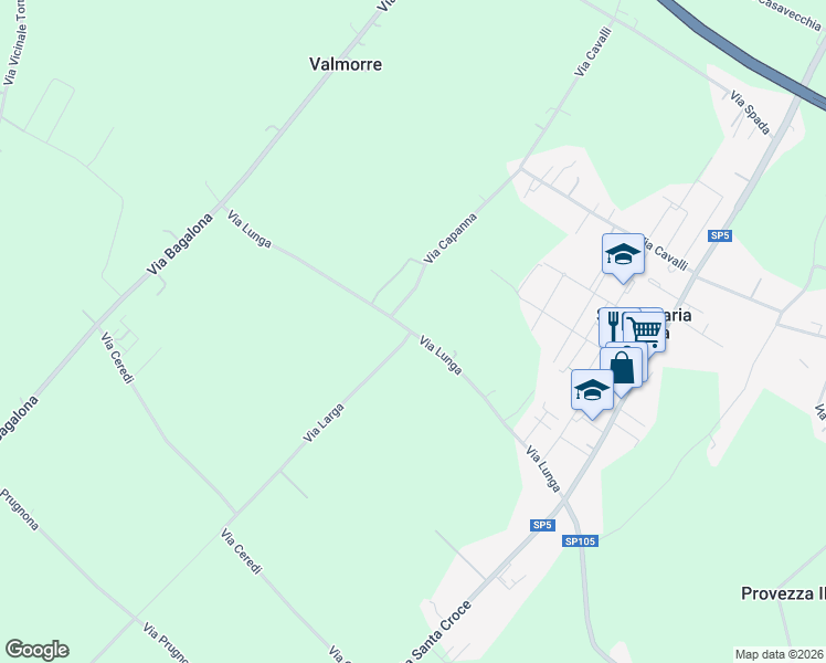 map of restaurants, bars, coffee shops, grocery stores, and more near 576 Via Lunga in Provincia di Forlì-Cesena