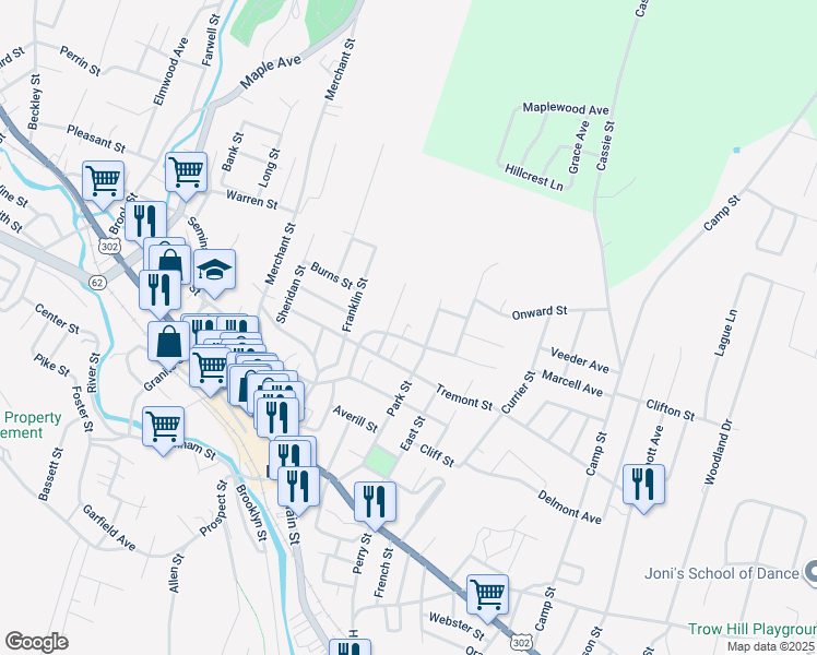 map of restaurants, bars, coffee shops, grocery stores, and more near 144 Elm Street in Barre