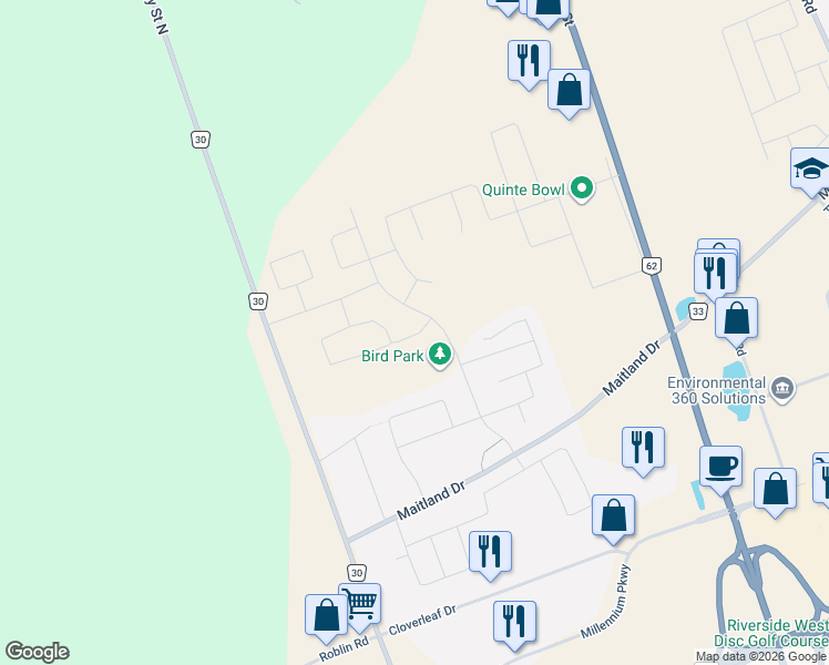 map of restaurants, bars, coffee shops, grocery stores, and more near 62 Hampton Ridge Drive in Belleville
