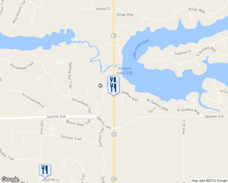 map of restaurants, bars, coffee shops, grocery stores, and more near 607 Rome Center Drive in Nekoosa