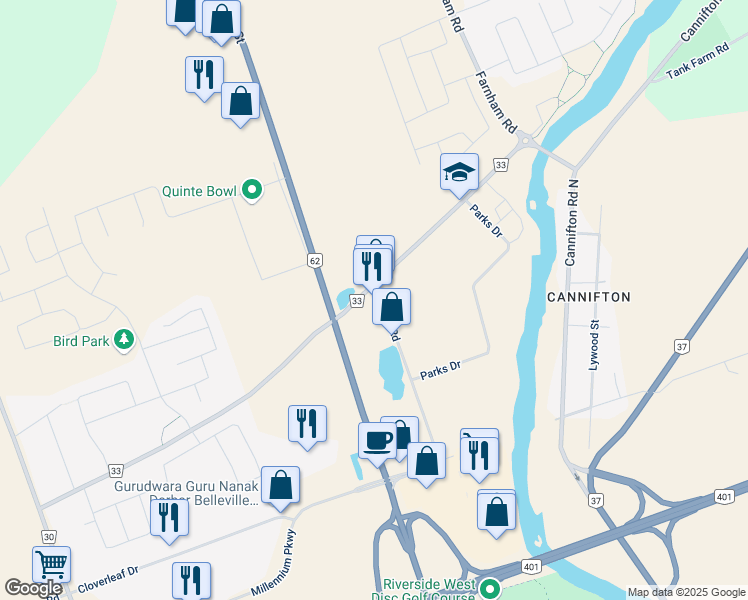 map of restaurants, bars, coffee shops, grocery stores, and more near 117 Mineral Road in Belleville
