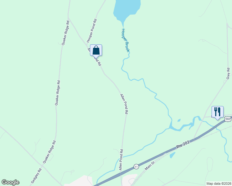 map of restaurants, bars, coffee shops, grocery stores, and more near 154 Allen Pond Road in Greene