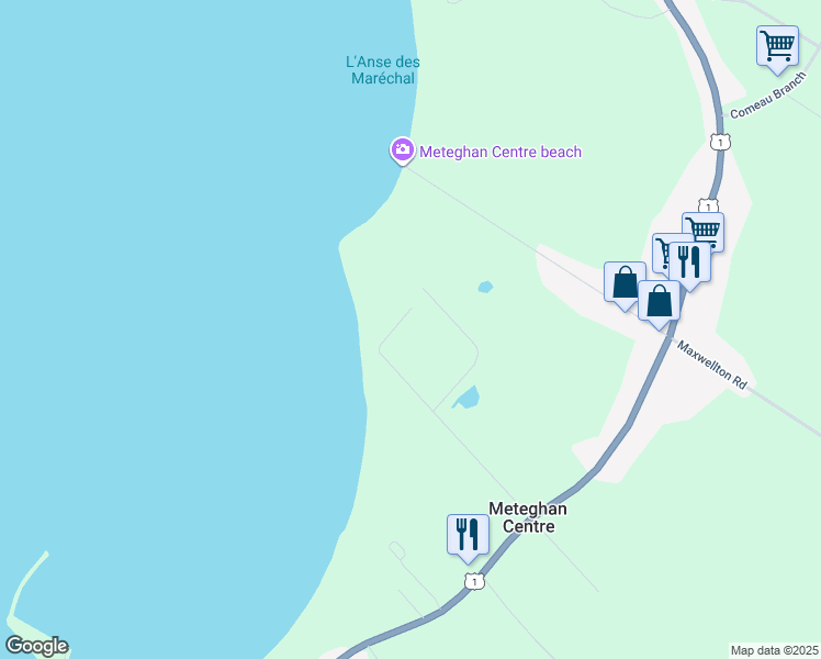 map of restaurants, bars, coffee shops, grocery stores, and more near 11 John Thibodeau Road in Meteghan Centre