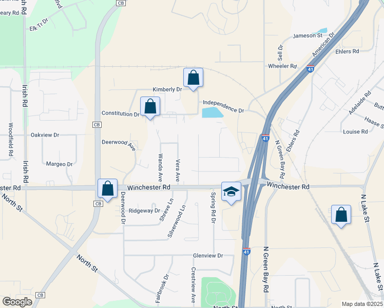 map of restaurants, bars, coffee shops, grocery stores, and more near 710 Zeh Avenue in Neenah
