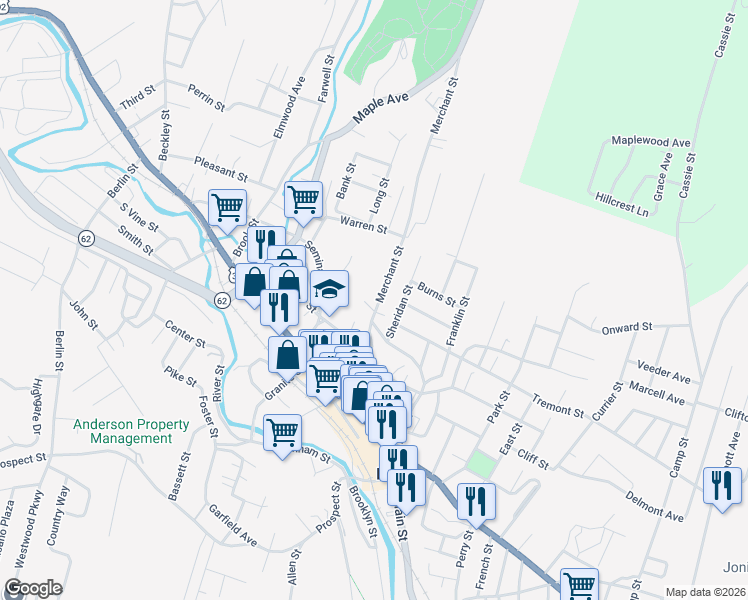 map of restaurants, bars, coffee shops, grocery stores, and more near 38 Merchant Street in Barre