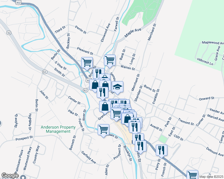 map of restaurants, bars, coffee shops, grocery stores, and more near 92 Summer Street in Barre