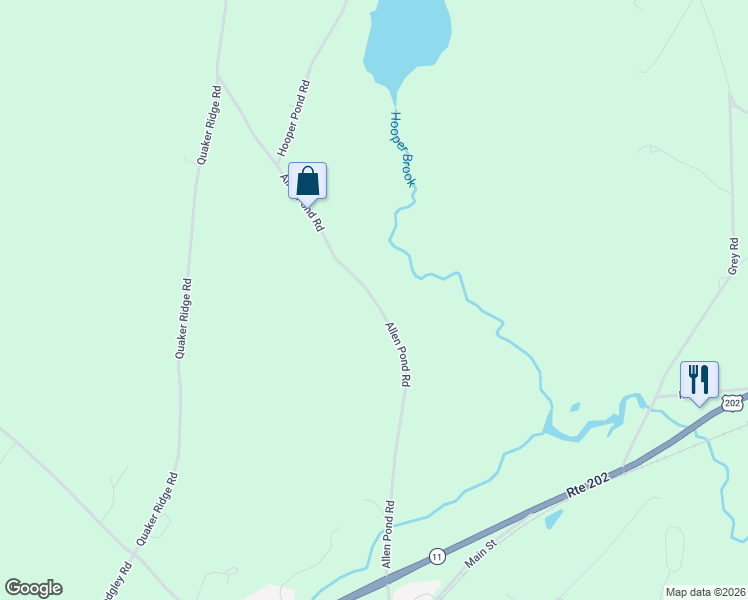 map of restaurants, bars, coffee shops, grocery stores, and more near 154 Allen Pond Road in Greene