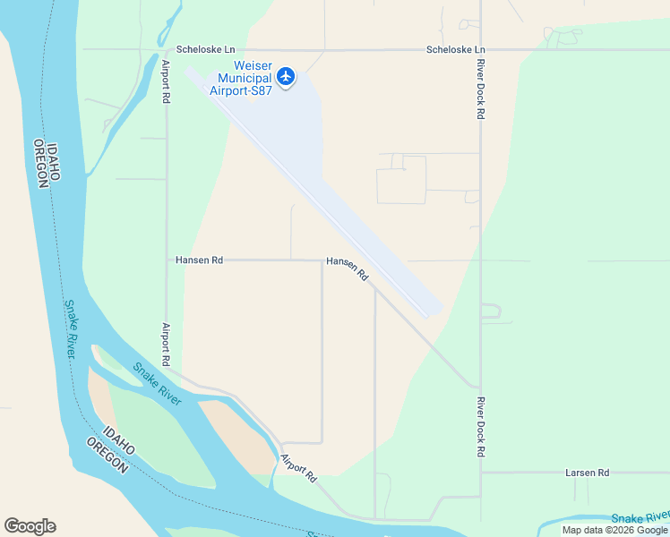 map of restaurants, bars, coffee shops, grocery stores, and more near 1327-1357 Hansen Road in Weiser