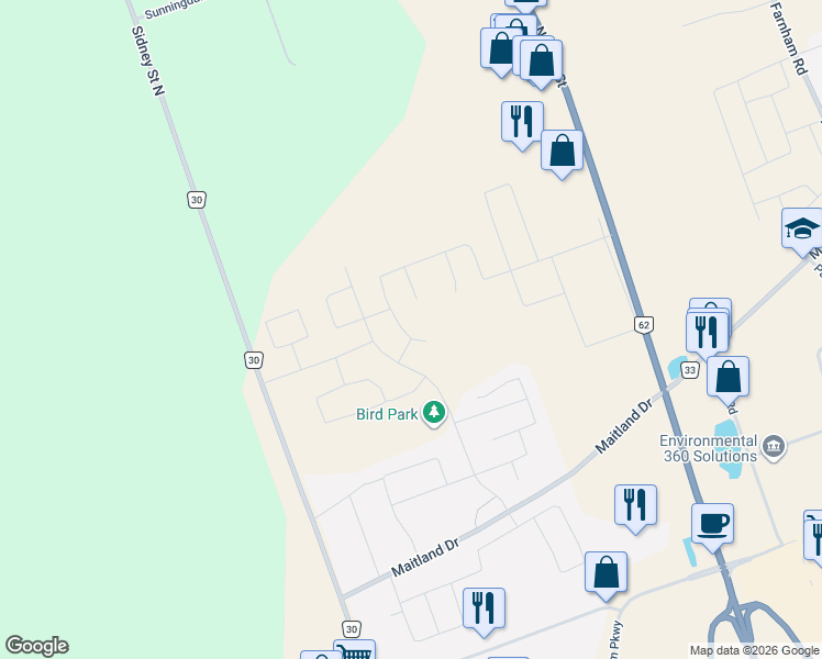 map of restaurants, bars, coffee shops, grocery stores, and more near 55 Hampton Ridge Drive in Belleville