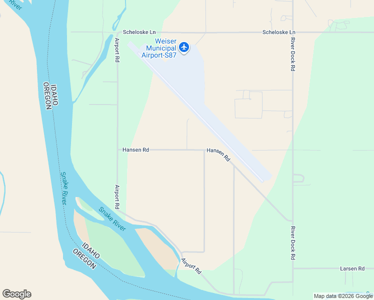 map of restaurants, bars, coffee shops, grocery stores, and more near 1327 Hansen Road in Weiser