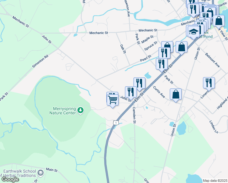 map of restaurants, bars, coffee shops, grocery stores, and more near 23 John Street in Camden