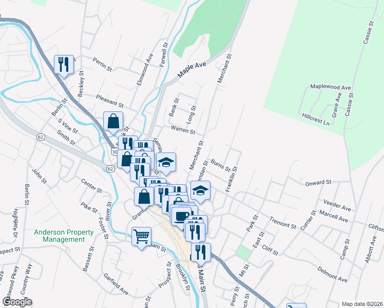 map of restaurants, bars, coffee shops, grocery stores, and more near 25 Auditorium Hill in Barre