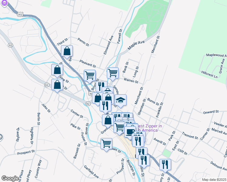 map of restaurants, bars, coffee shops, grocery stores, and more near 29 Maple Avenue in Barre