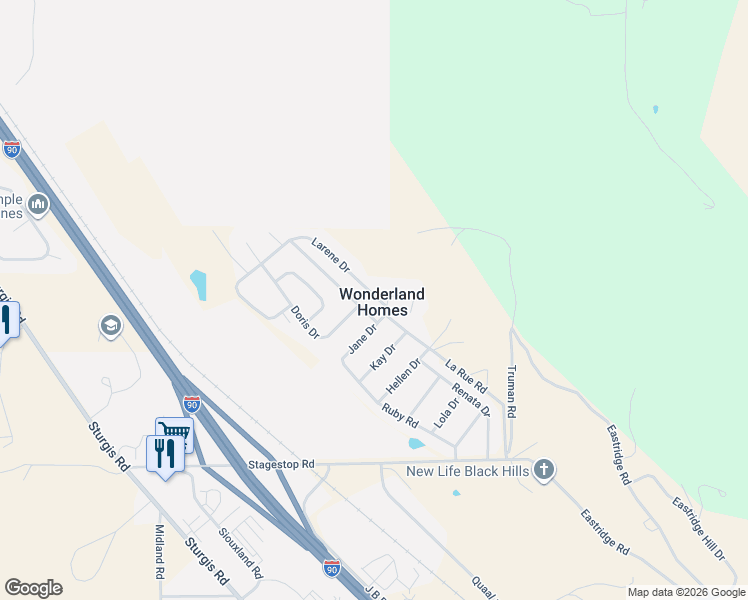 map of restaurants, bars, coffee shops, grocery stores, and more near in Wonderland Homes