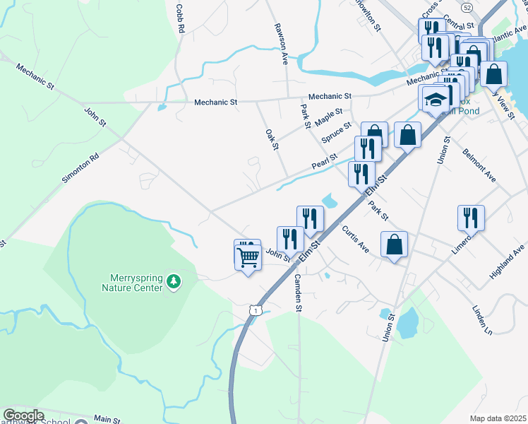 map of restaurants, bars, coffee shops, grocery stores, and more near 23 John Street in Camden
