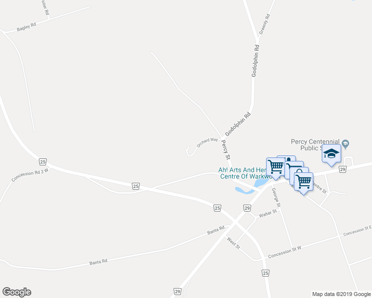map of restaurants, bars, coffee shops, grocery stores, and more near 79 Orchard Way in Northumberland County