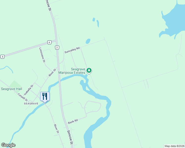 map of restaurants, bars, coffee shops, grocery stores, and more near 35 Nonquon Drive in Kawartha Lakes