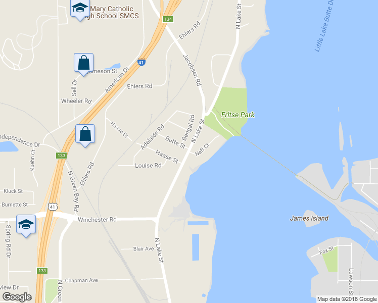 map of restaurants, bars, coffee shops, grocery stores, and more near 800 Neff Court in Neenah