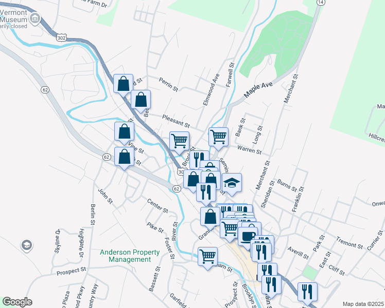 map of restaurants, bars, coffee shops, grocery stores, and more near 18 Maple Avenue in Barre