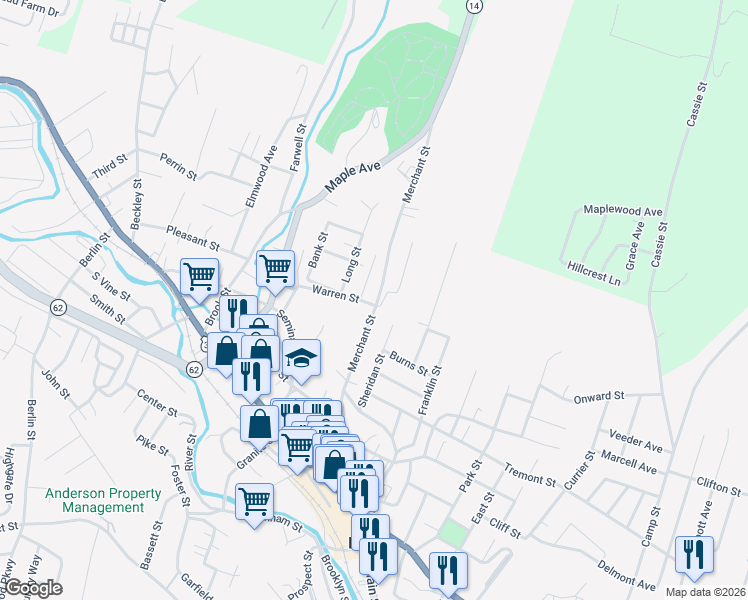 map of restaurants, bars, coffee shops, grocery stores, and more near 81 Merchant Street in Barre