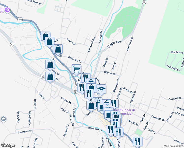 map of restaurants, bars, coffee shops, grocery stores, and more near 54 Maple Avenue in Barre