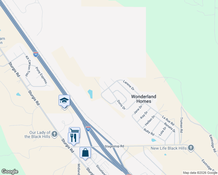 map of restaurants, bars, coffee shops, grocery stores, and more near 12999 Larene Dr in Blackhawk
