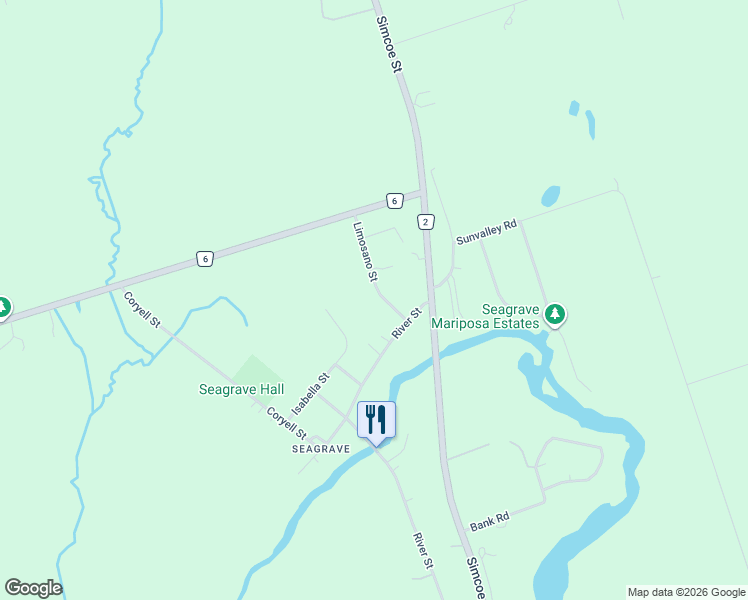 map of restaurants, bars, coffee shops, grocery stores, and more near 7 Limosano Street in Scugog