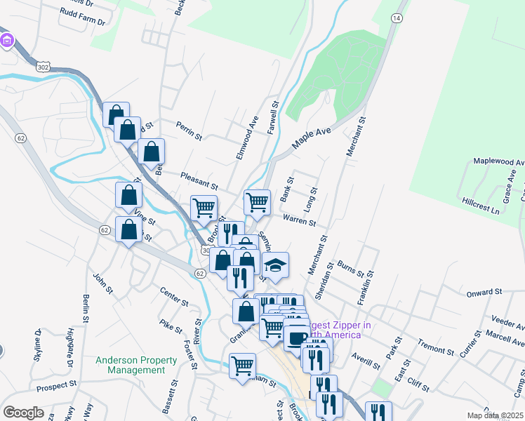 map of restaurants, bars, coffee shops, grocery stores, and more near 54 Maple Avenue in Barre