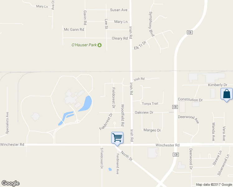 map of restaurants, bars, coffee shops, grocery stores, and more near 861 Fieldcrest Drive in Neenah