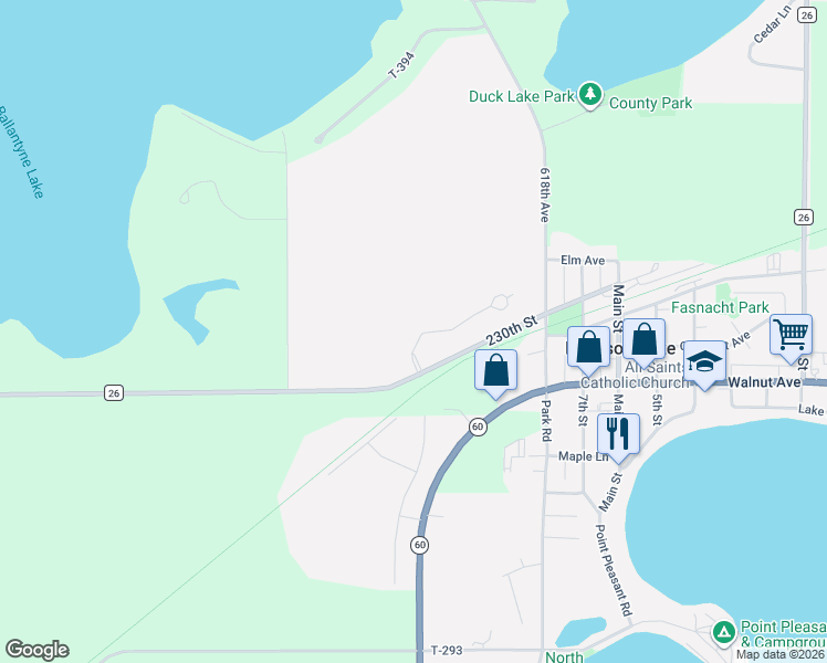 map of restaurants, bars, coffee shops, grocery stores, and more near 382 Three Lakes Drive in Madison Lake