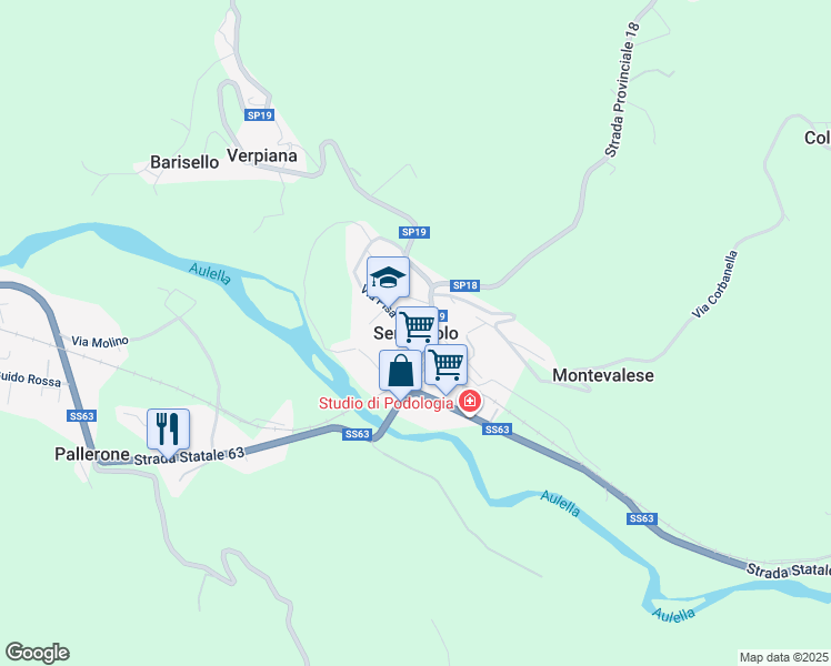 map of restaurants, bars, coffee shops, grocery stores, and more near 43 Via Pisa in Serricciolo