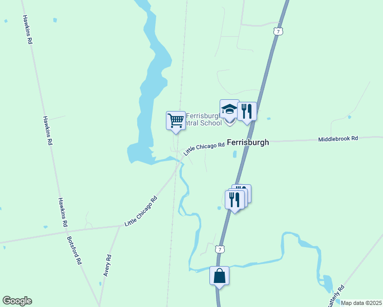 map of restaurants, bars, coffee shops, grocery stores, and more near 245 Little Chicago Road in Ferrisburgh