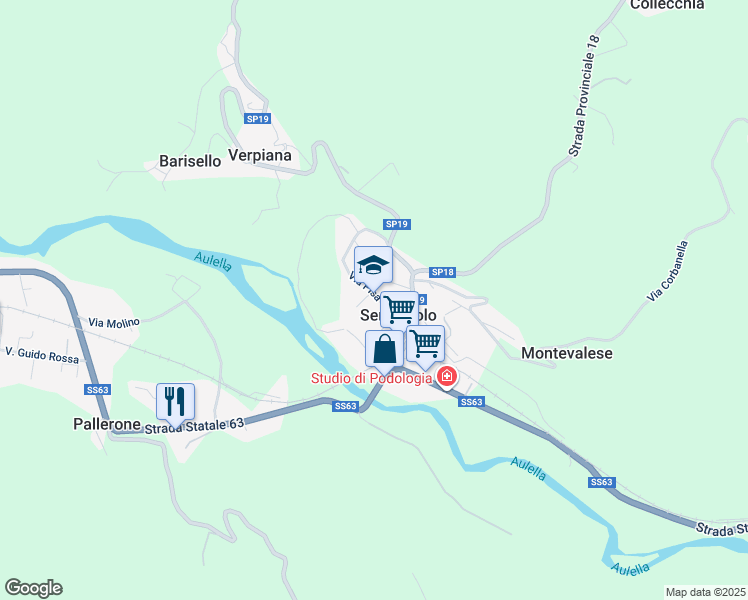 map of restaurants, bars, coffee shops, grocery stores, and more near 43 Via Pisa in Serricciolo