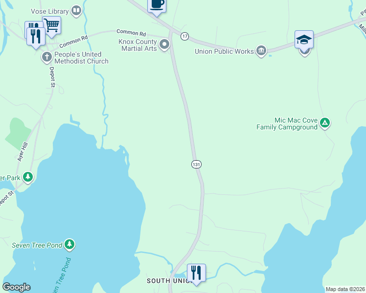 map of restaurants, bars, coffee shops, grocery stores, and more near 283 South Union Road in Union