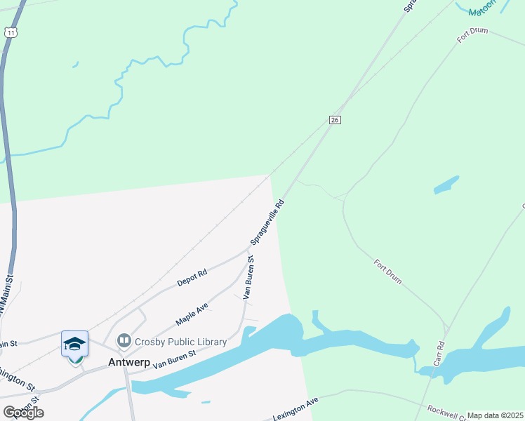 map of restaurants, bars, coffee shops, grocery stores, and more near 37119 County Road 26 in Antwerp