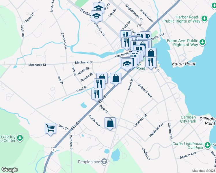 map of restaurants, bars, coffee shops, grocery stores, and more near 8 Norwood Ave in Camden