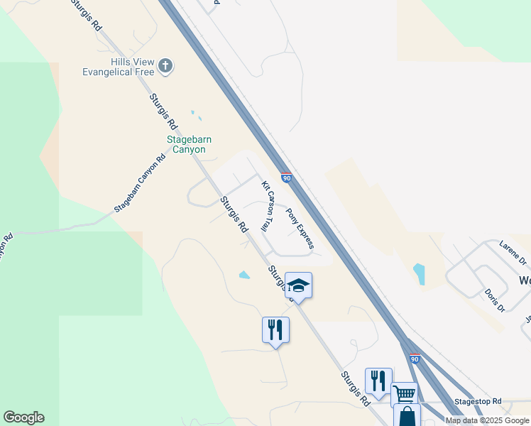 map of restaurants, bars, coffee shops, grocery stores, and more near 13125 Kit Carson Trail in Piedmont