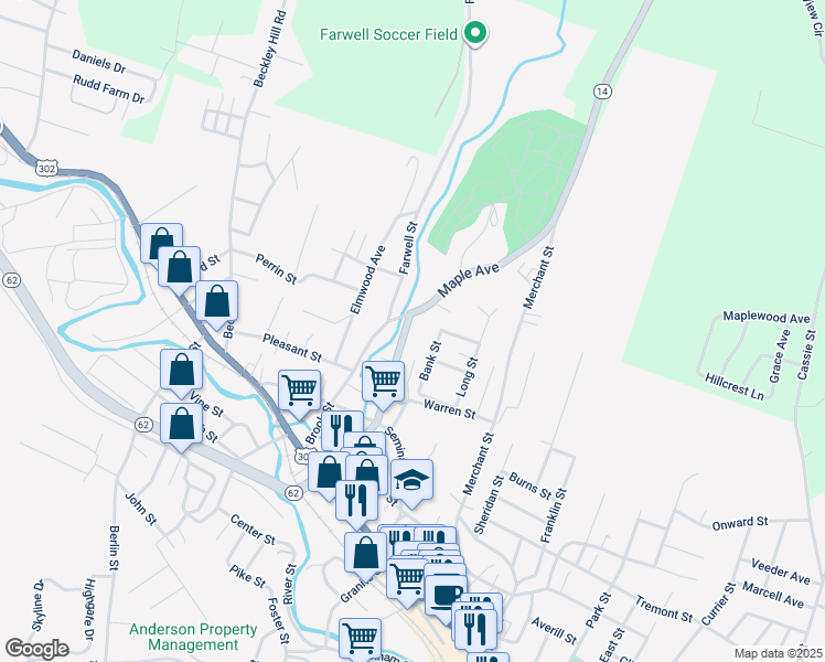map of restaurants, bars, coffee shops, grocery stores, and more near 89 Maple Ave in Barre