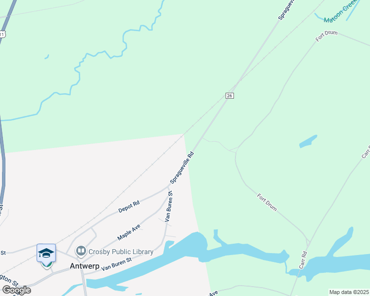 map of restaurants, bars, coffee shops, grocery stores, and more near 37119 County Road 26 in Antwerp