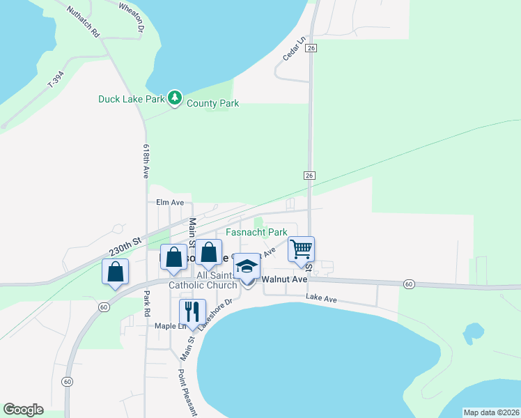 map of restaurants, bars, coffee shops, grocery stores, and more near 228 Spruce Avenue in Madison Lake