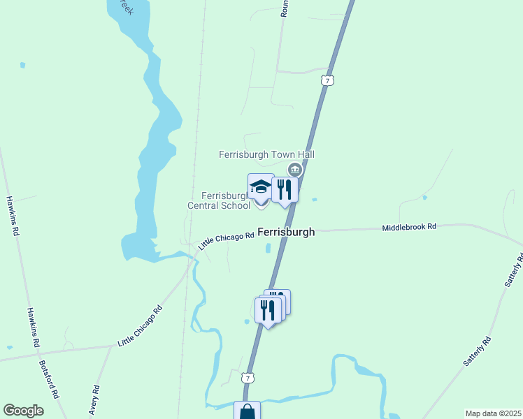 map of restaurants, bars, coffee shops, grocery stores, and more near 56 Little Chicago Road in Ferrisburgh